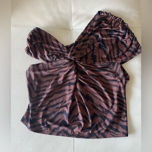 Express Brown and Black Patterned Top